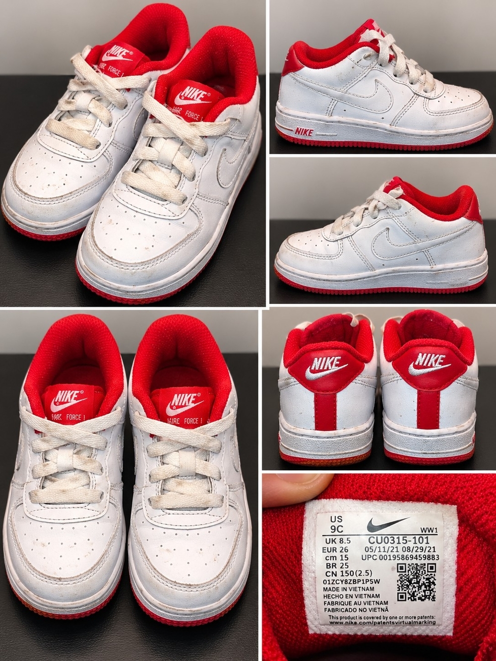 Nike Kids White Sneakers with Red Accents
